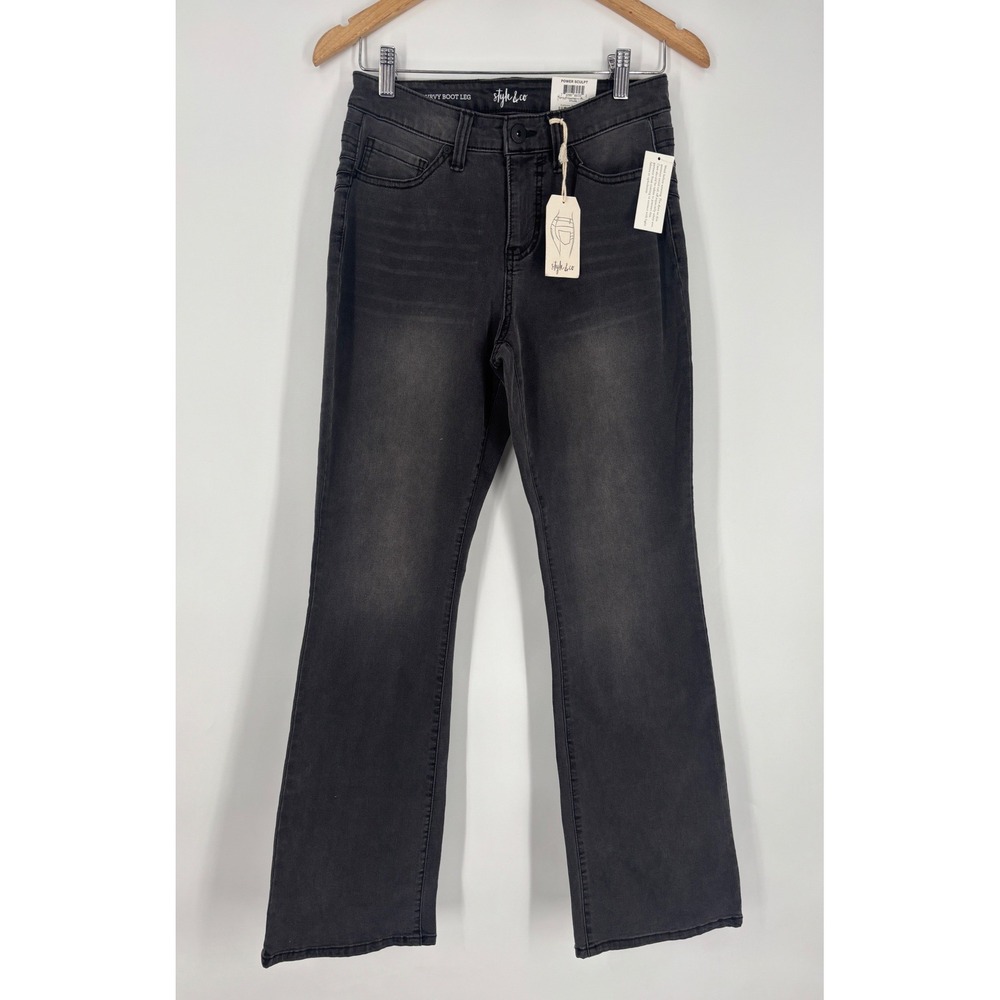 Style & Co‎ Jeans Womens Size 4 Black Dylan Curvy Bootcut Power Sculpt Mid Rise